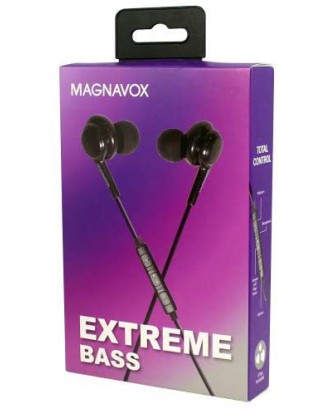 Magnavox MHP4857-BK Ear Buds with Microphone in Black | Available in Black &amp; White | Ear Buds Wired with Microphone | Extra Value Comfort Stereo Earbuds Wired | Durable Rubberized Cable |