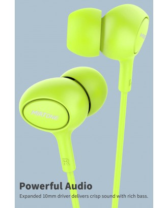 Earbuds, MIATONE Wired in- Ear Earbuds with Microphone, Dynamic Crystal Clear Sound Ergonomic Ear Buds Earphones Headphones for Android, BlackBerry - Green